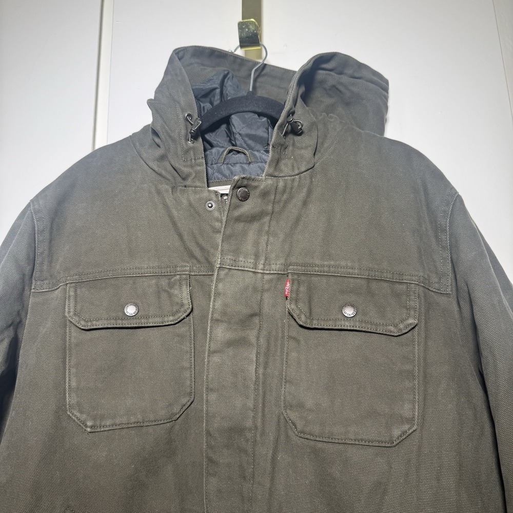 Levi's Trucker Sherpa Lined Jacket Men XL Hoodie Full-Zip Snap Green NWT
